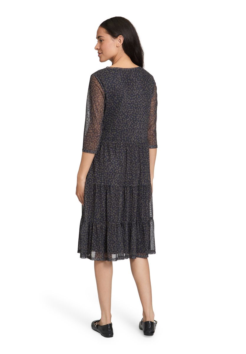 Gestuftes Mesh-Midikleid mit Punktemuster