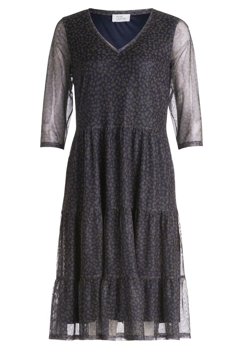 Gestuftes Mesh-Midikleid mit Punktemuster