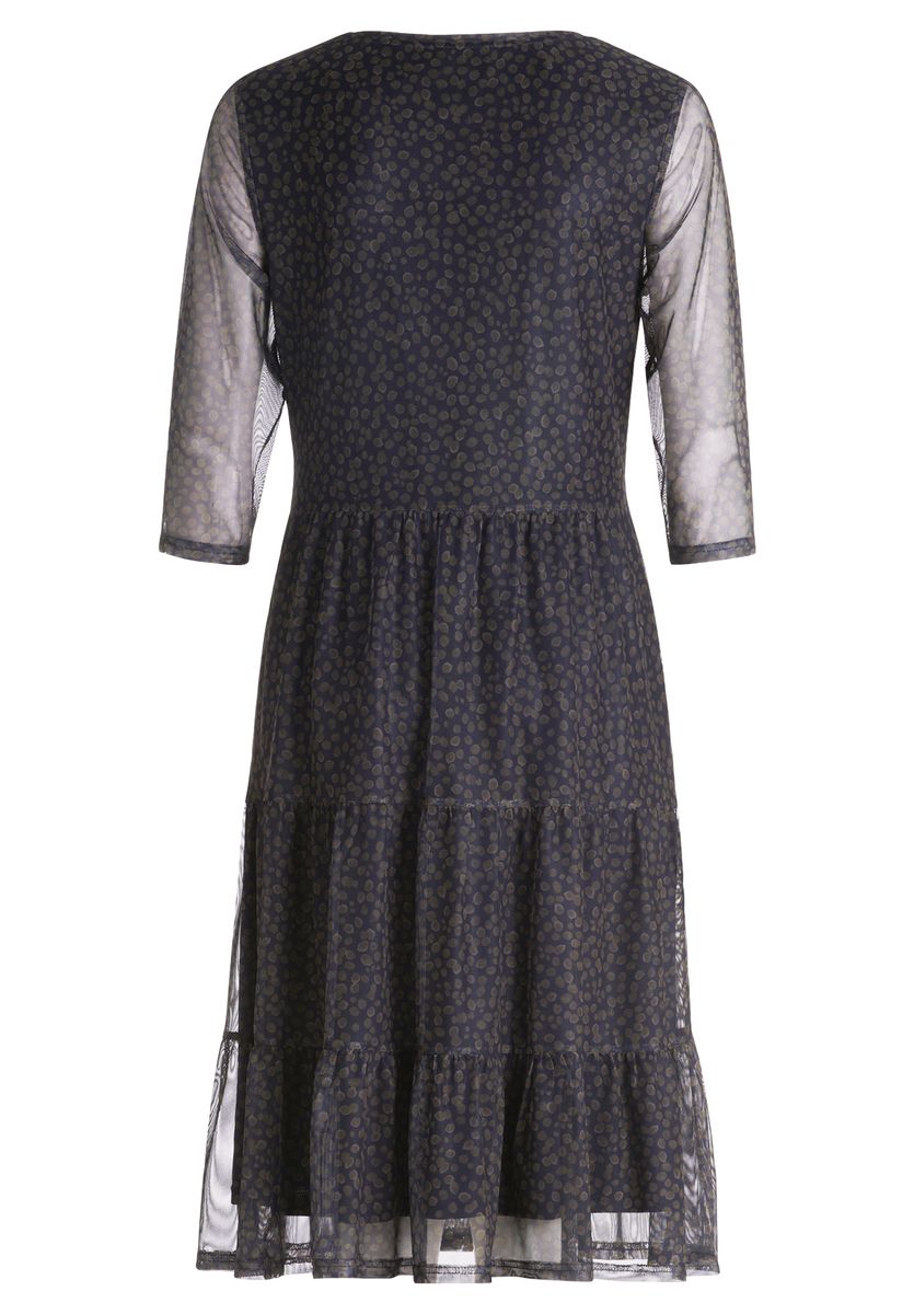 Gestuftes Mesh-Midikleid mit Punktemuster