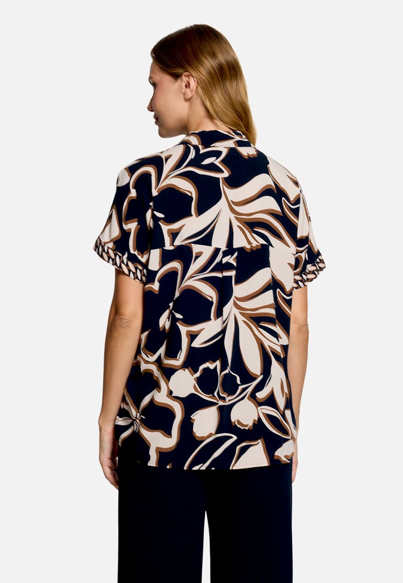 Grafische Schlupfbluse mit Blumenmuster