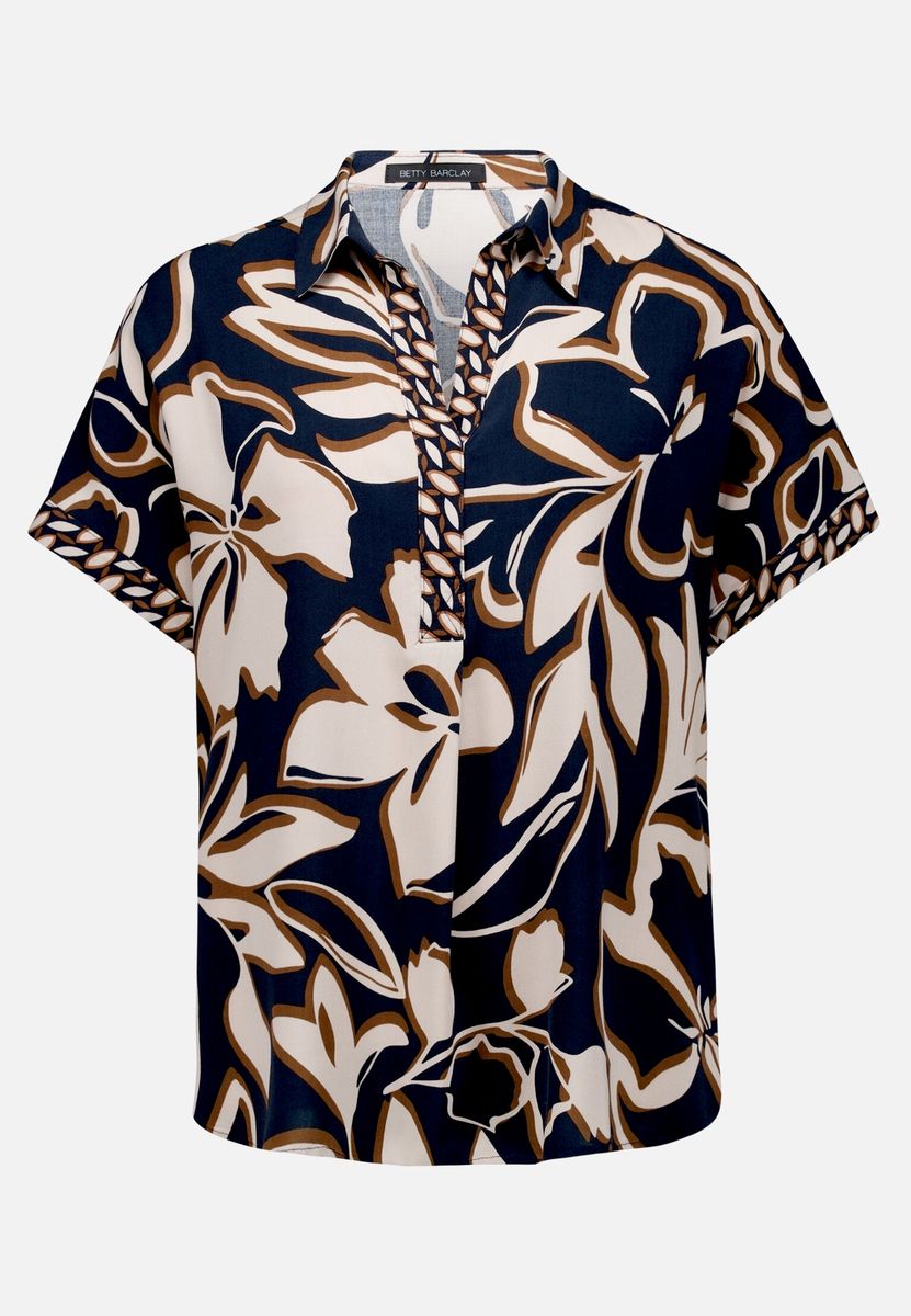 Grafische Schlupfbluse mit Blumenmuster