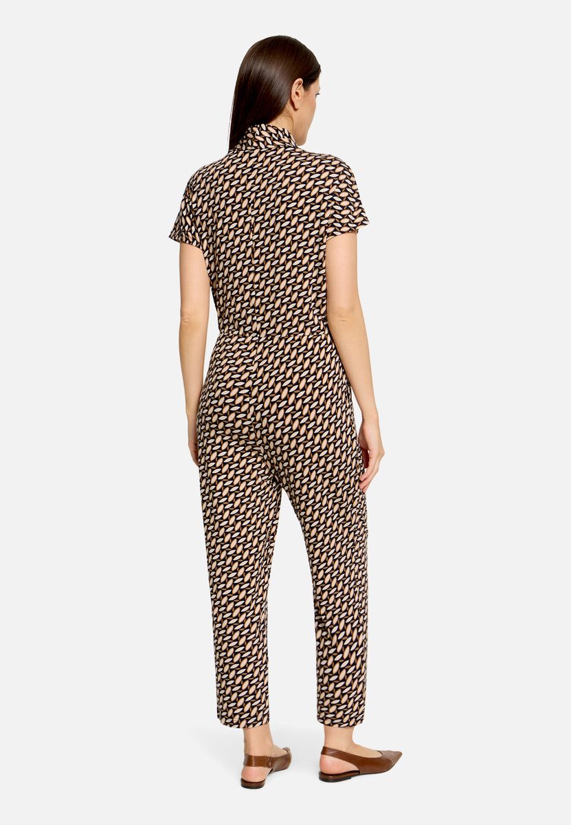 Kurzarm-Jumpsuit in Wickeloptik mit Grafikprint