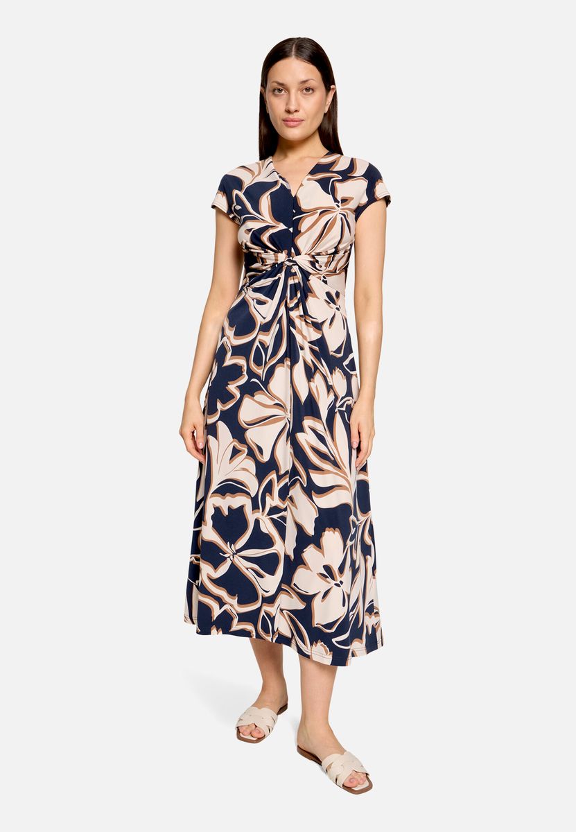 Florales Midikleid mit Knotendetail