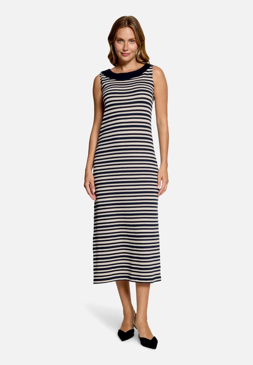 Gestreiftes Strick-Midikleid ohne Ärmel