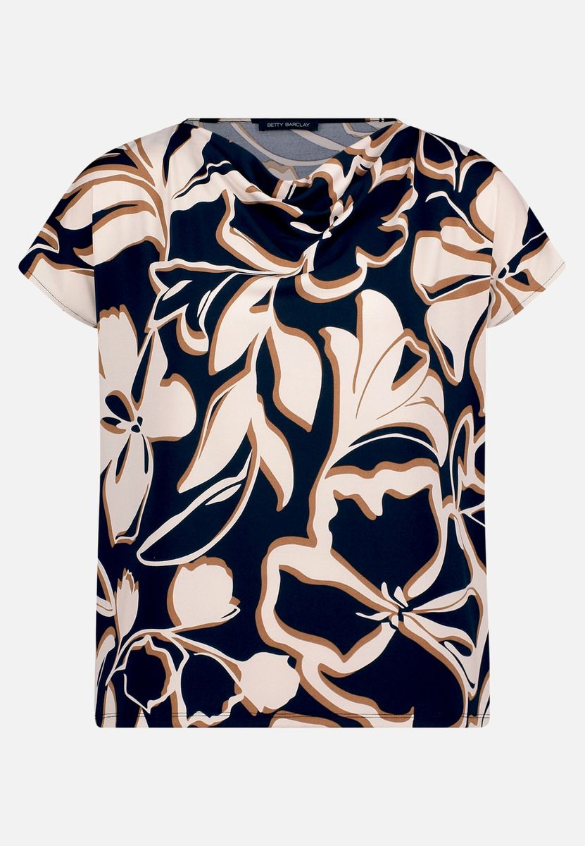 Florales Top mit Wasserfallausschnitt