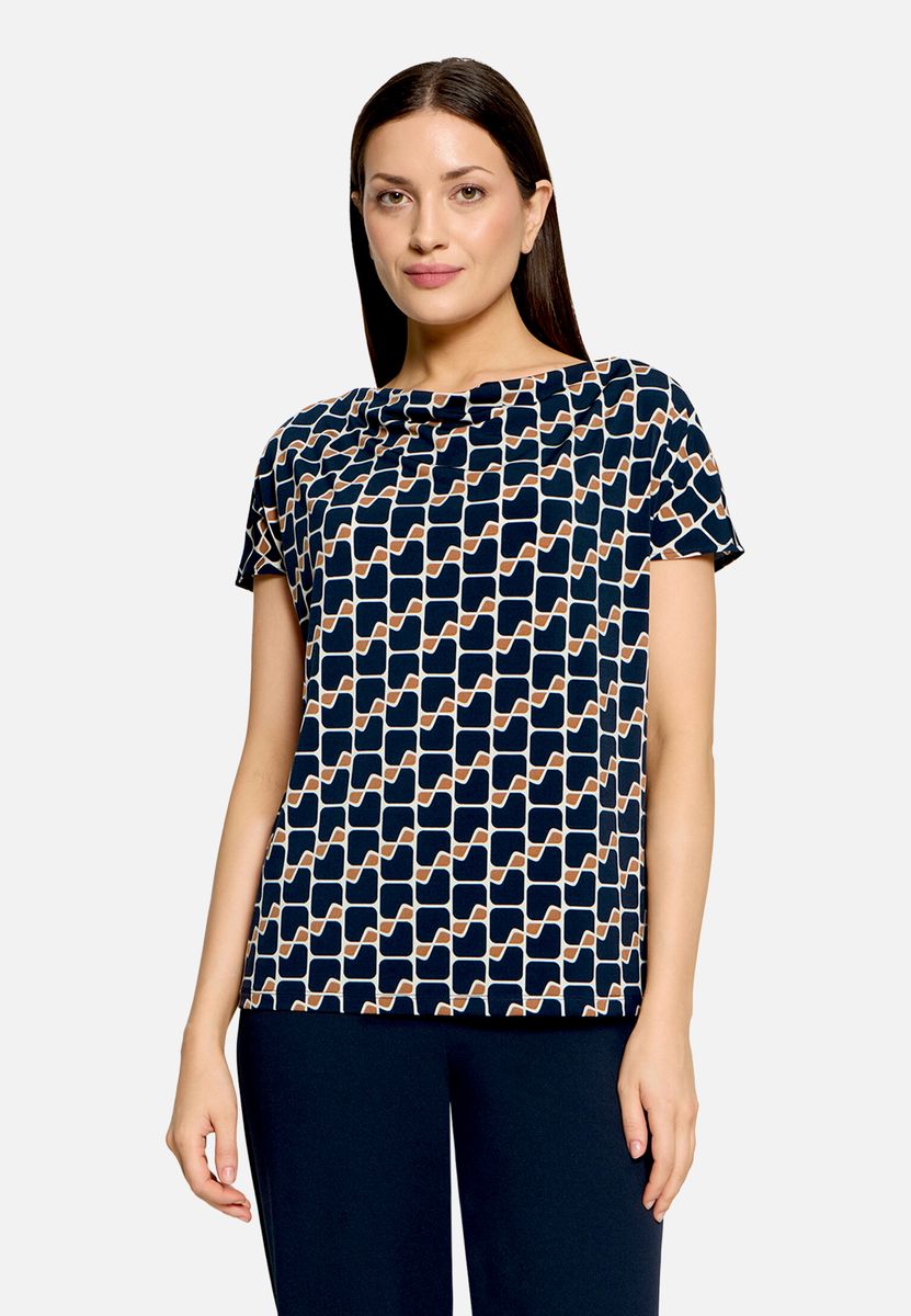 Printshirt mit Wasserfallausschnitt