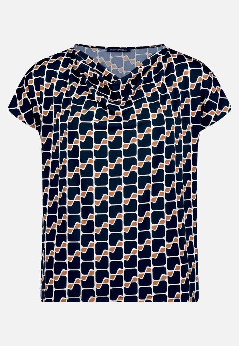 Printshirt mit Wasserfallausschnitt