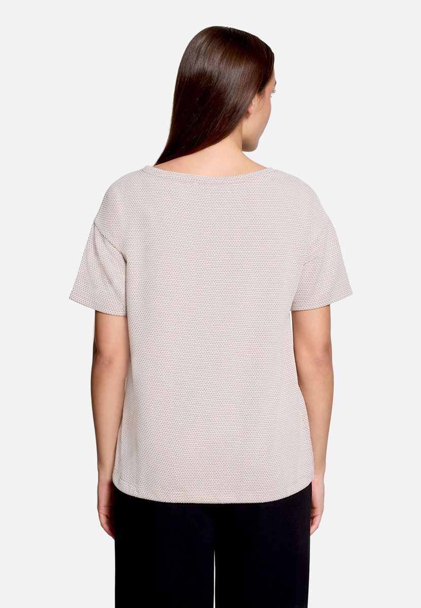 Strukturiertes Kurzarmshirt mit Bindedetail