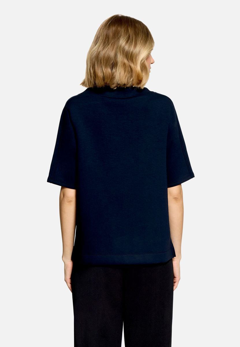 Kurzarm-Sweatshirt mit Schriftzug und Perlen