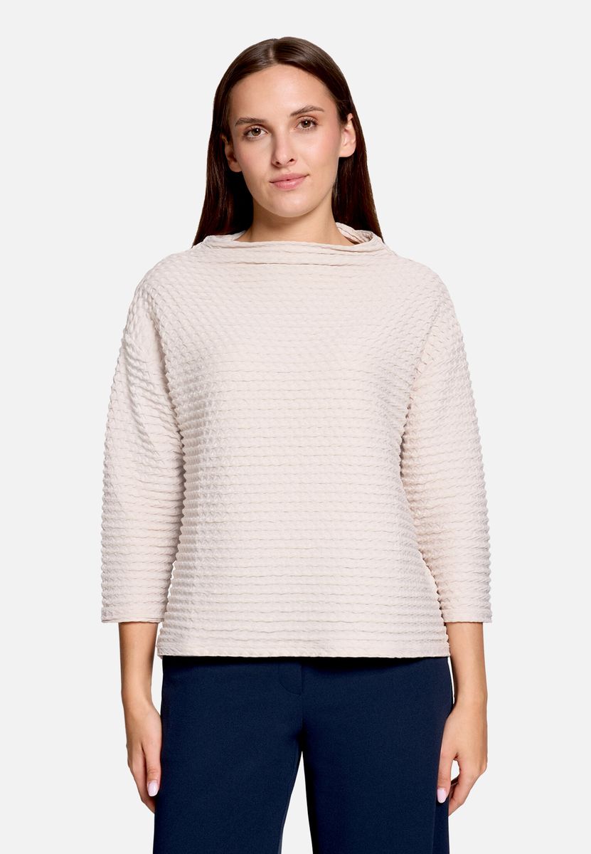 Strukturiertes U-Boot-Sweatshirt mit 3/4-Arm