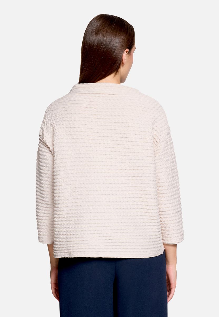 Strukturiertes U-Boot-Sweatshirt mit 3/4-Arm