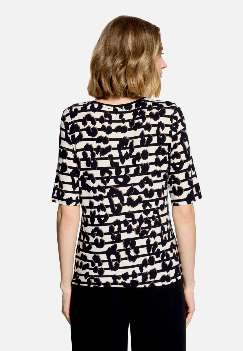 T-Shirt mit Leoparden- und Streifenprint