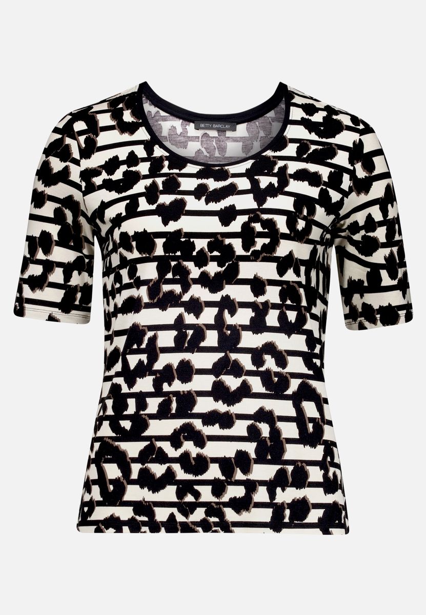 T-Shirt mit Leoparden- und Streifenprint