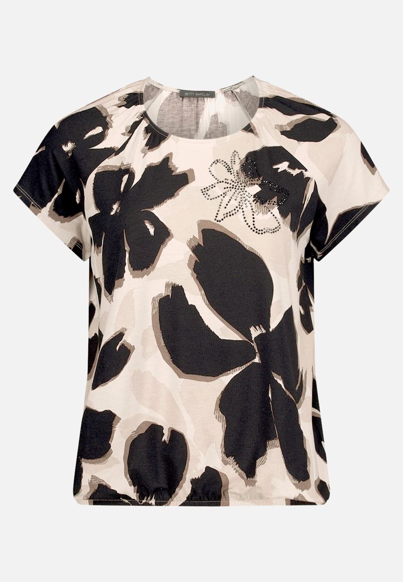 Shirt mit Blumendruck und Glitzersteinen