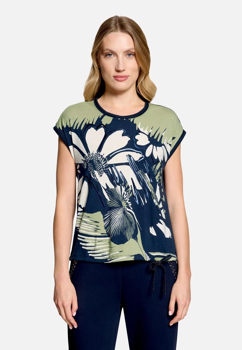 Floral-Print Shirt mit Tunnelzug