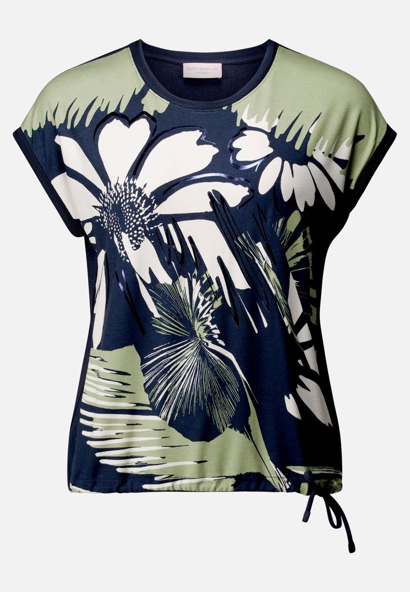 Floral-Print Shirt mit Tunnelzug