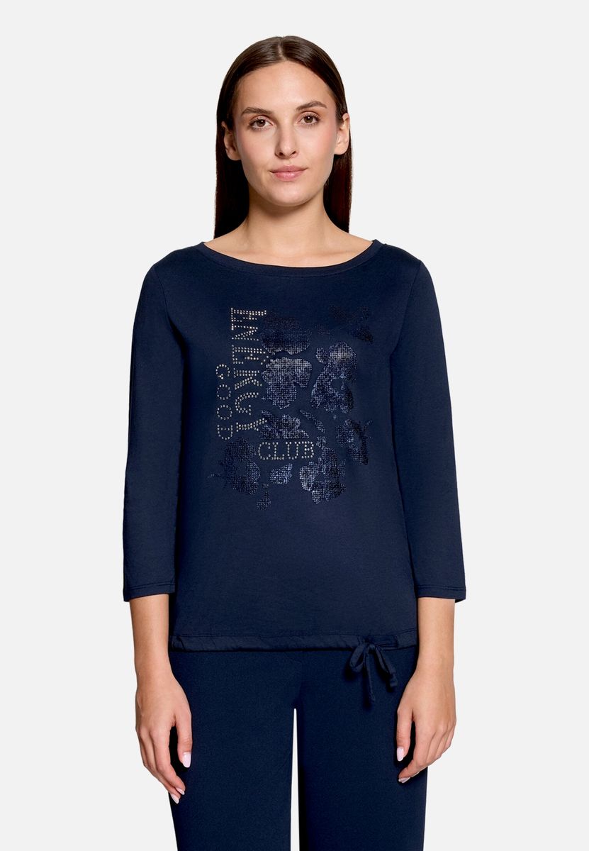 T-Shirt mit Blumendruck und Tunnelzug