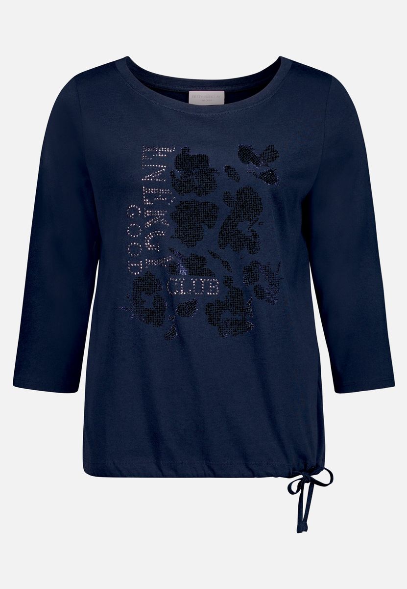 T-Shirt mit Blumendruck und Tunnelzug