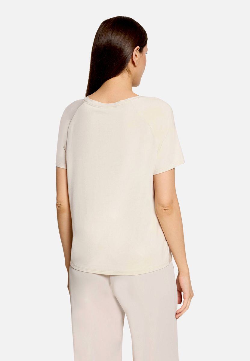 Grafik-Blusenshirt mit schimmerndem Glitzer