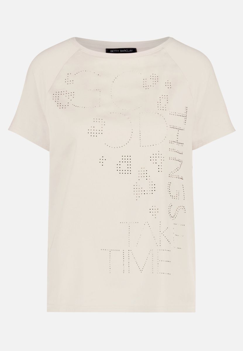 Grafik-Blusenshirt mit schimmerndem Glitzer