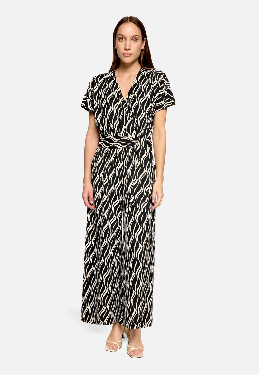 Jumpsuit in Wickeloptik mit Grafikmuster