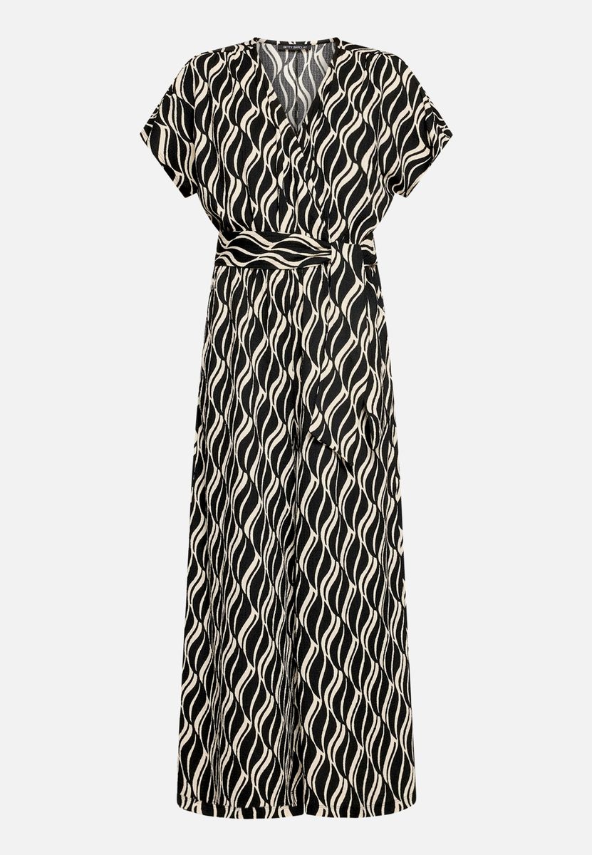 Jumpsuit in Wickeloptik mit Grafikmuster