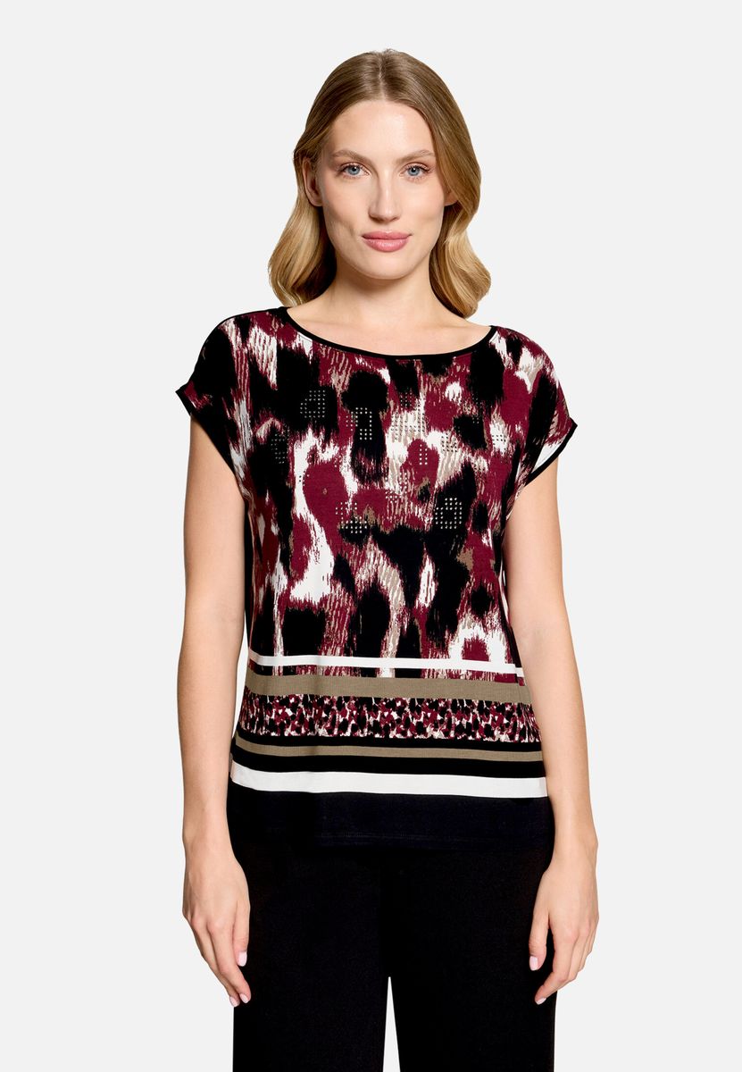 Blusenshirt mit Animal-Print und Strasssteinen