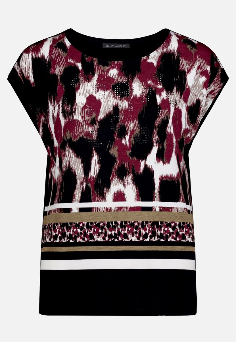 Blusenshirt mit Animal-Print und Strasssteinen