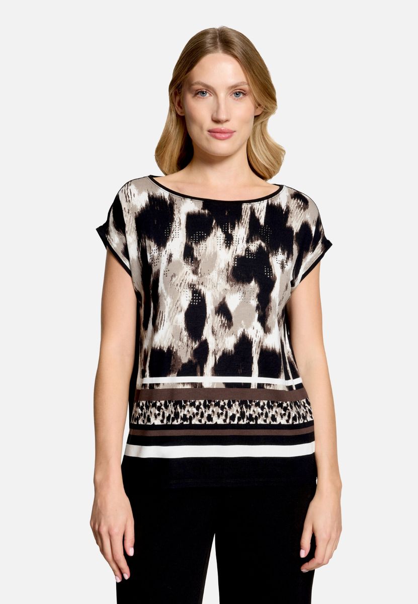 T-Shirt mit Animal-Print und Strass