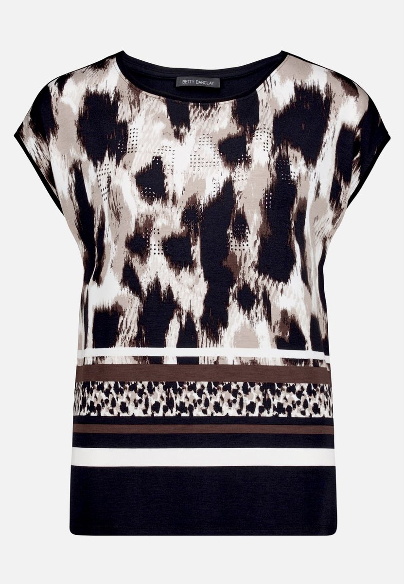 T-Shirt mit Animal-Print und Strass