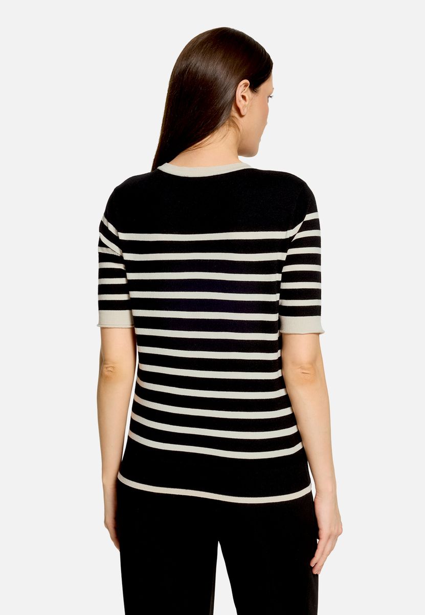 Kurzarm-Stricktop mit Streifen