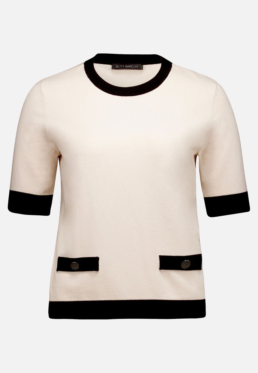 Kurzarm-Stricktop mit Kontrastbesatz
