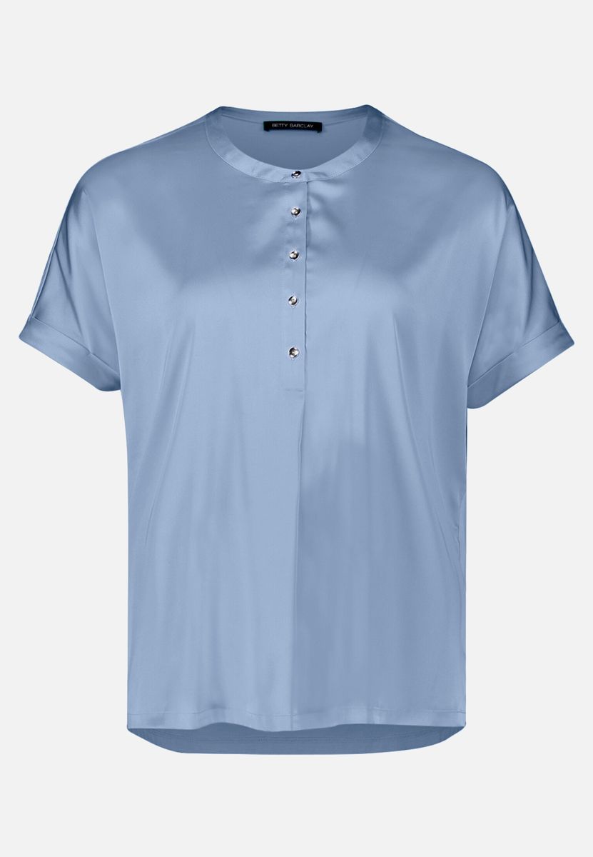 Kurzarm-Satinbluse mit Knopfleiste