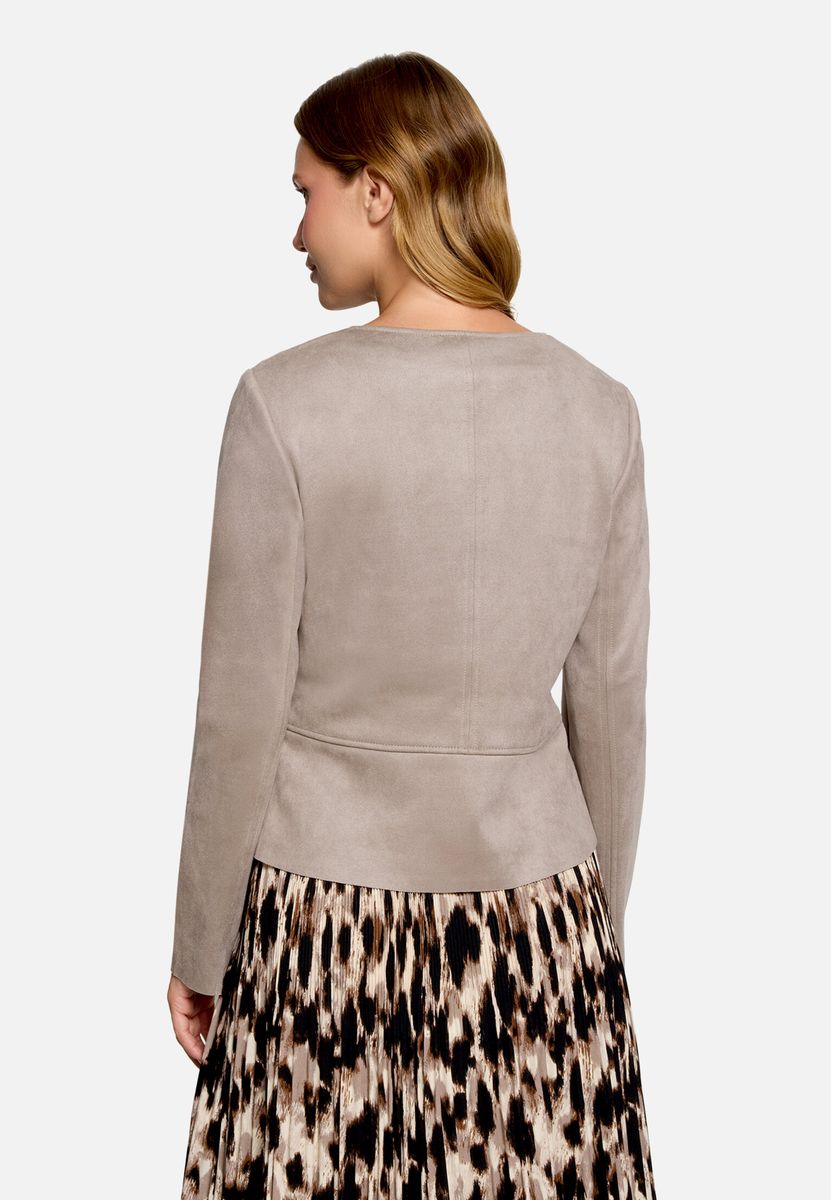 Taillierter Veloursoptik-Blazer mit Reißverschluss