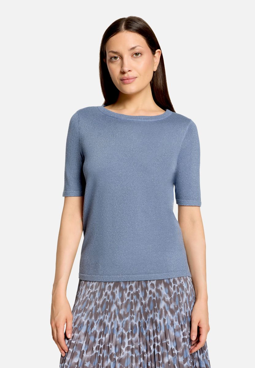Schimmernder Kurzarm-Strickpullover