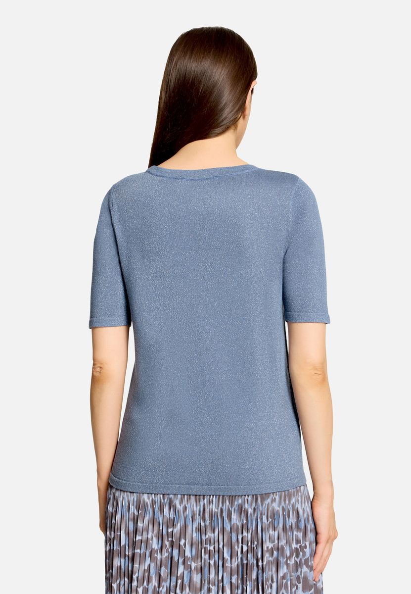 Schimmernder Kurzarm-Strickpullover