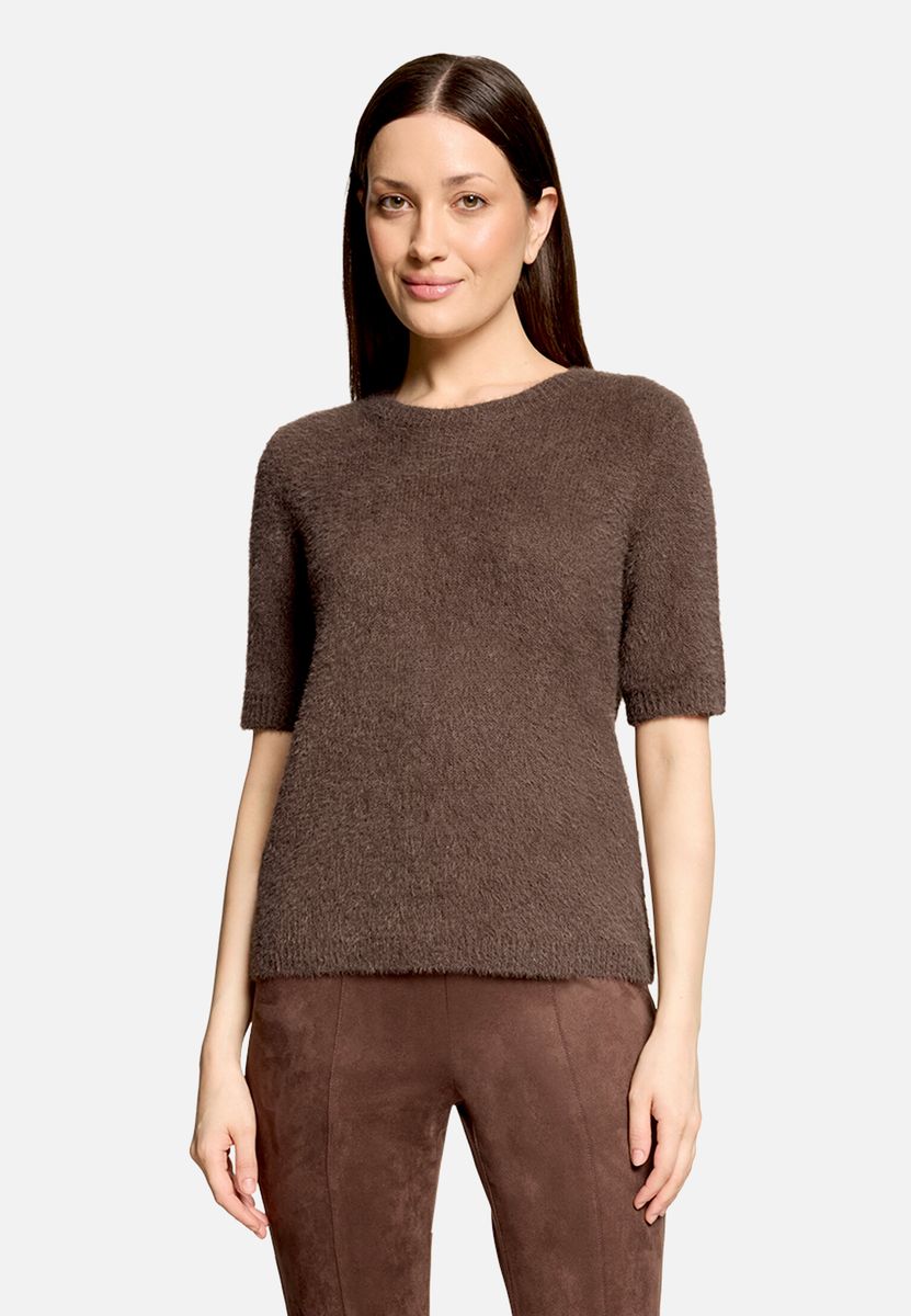 Kurzarm-Stricktop mit Flausch-Effekt