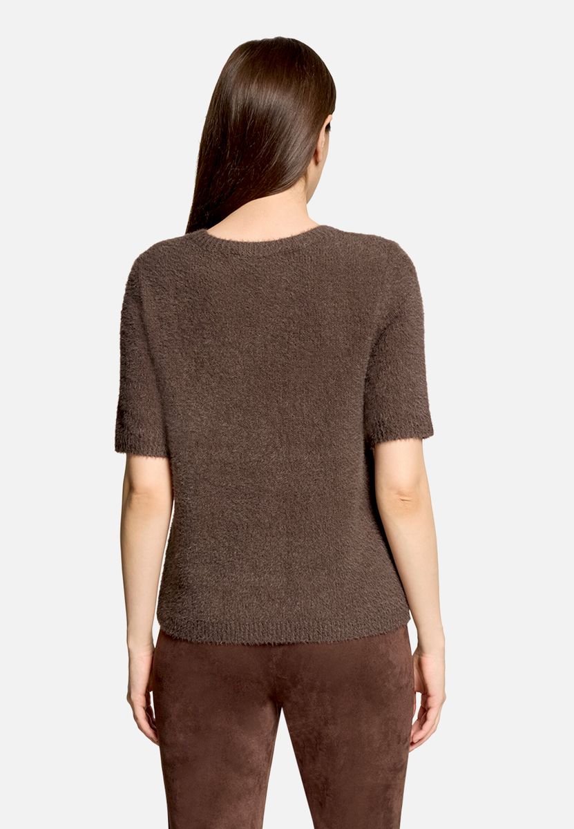 Kurzarm-Stricktop mit Flausch-Effekt