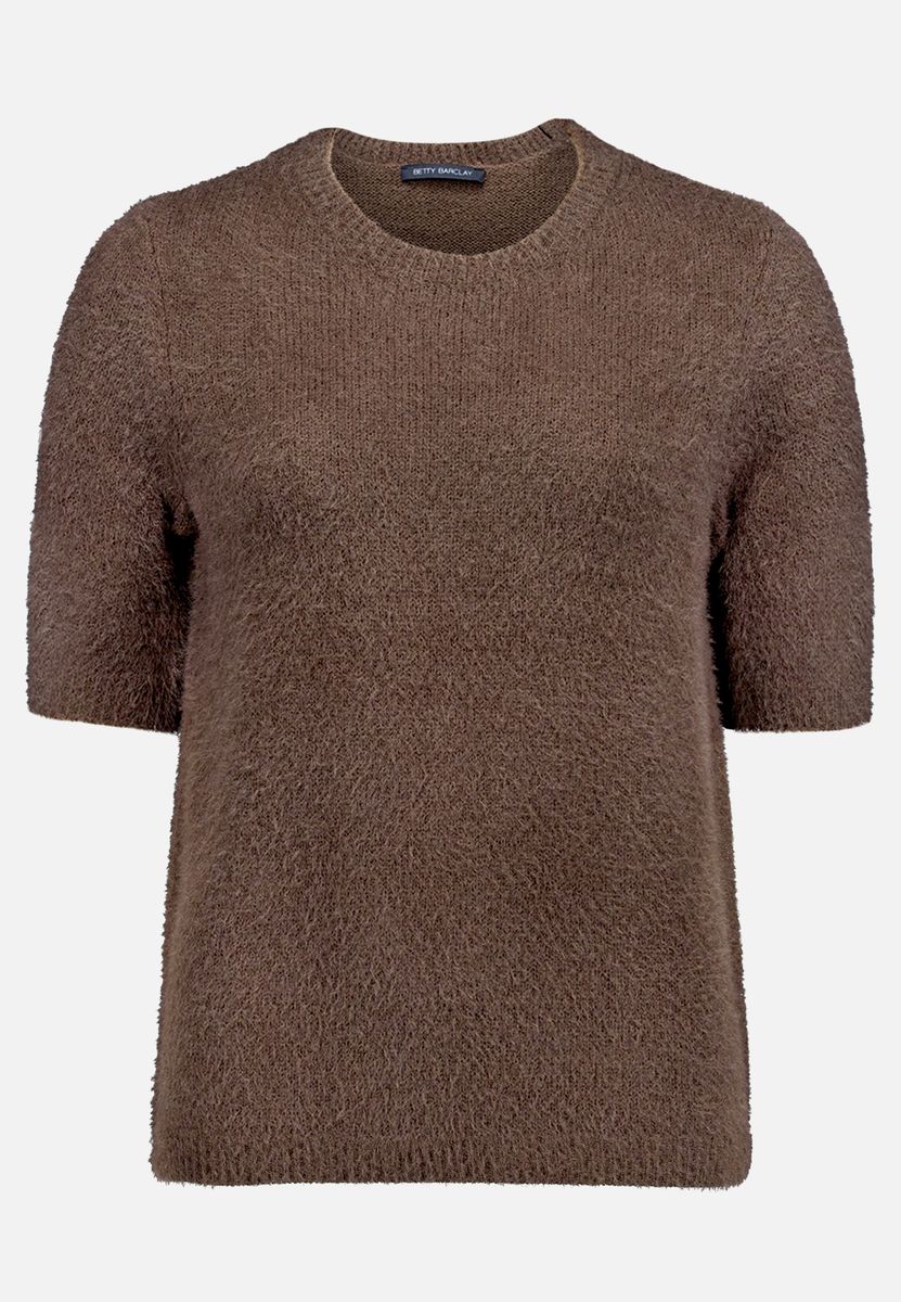 Kurzarm-Stricktop mit Flausch-Effekt