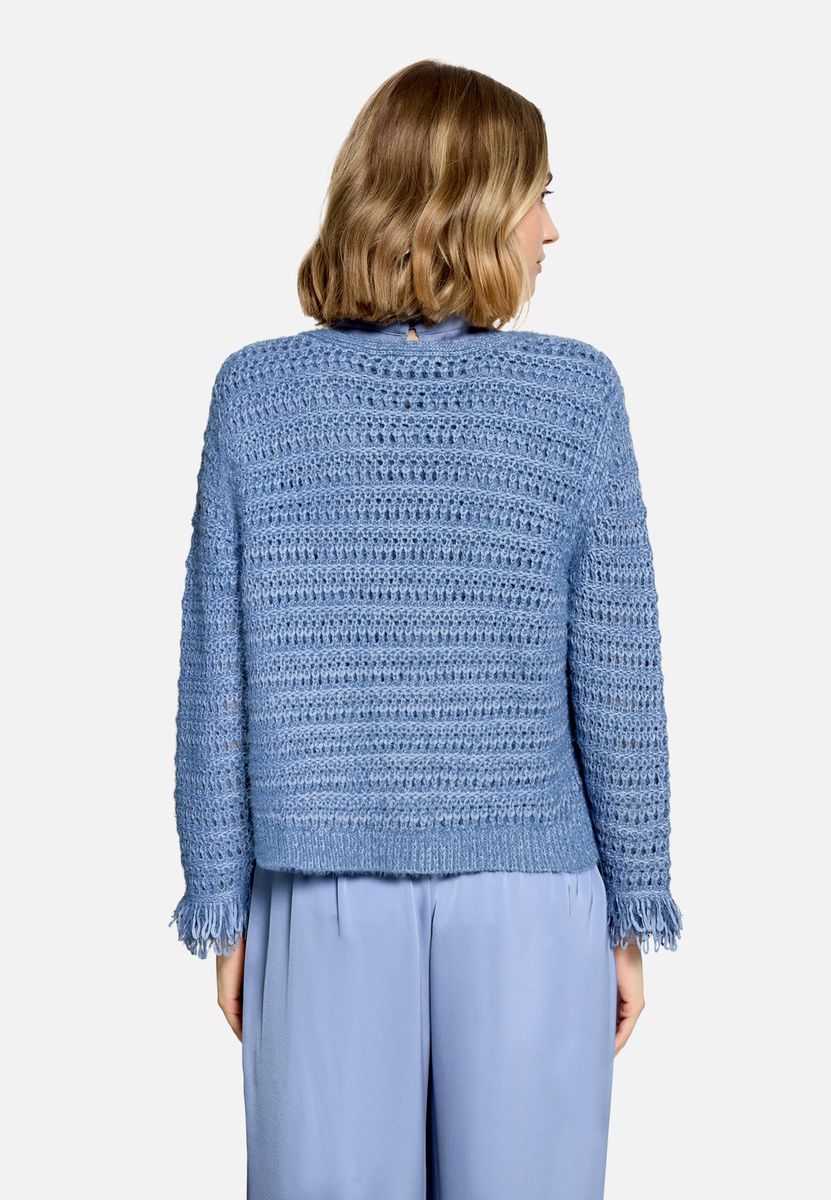 Strukturierte Strickjacke mit Fransen