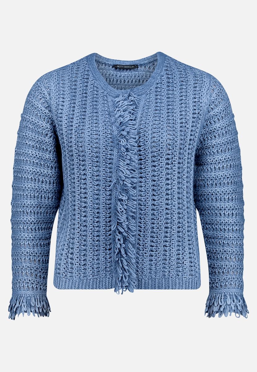 Strukturierte Strickjacke mit Fransen