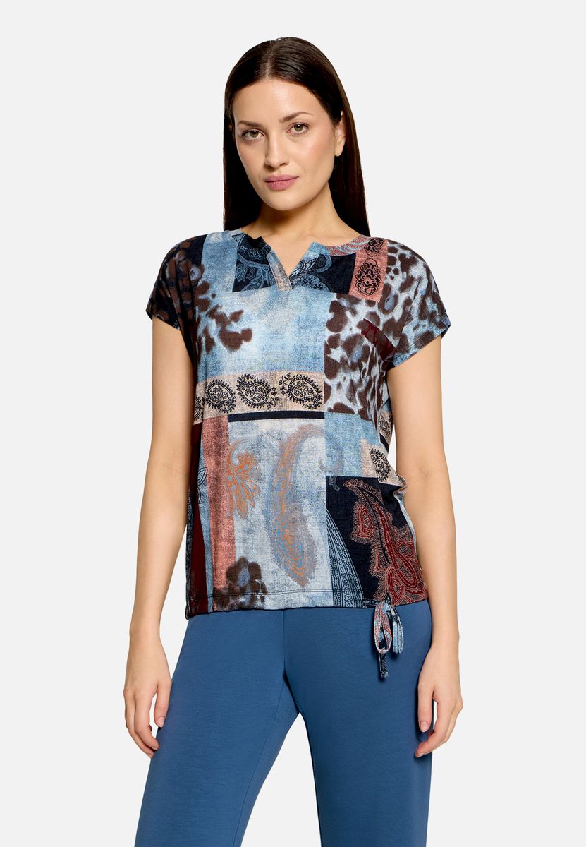 Patchwork-Bluse mit Tunnelzug