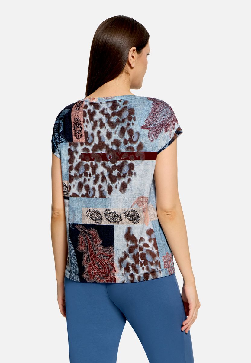 Patchwork-Bluse mit Tunnelzug