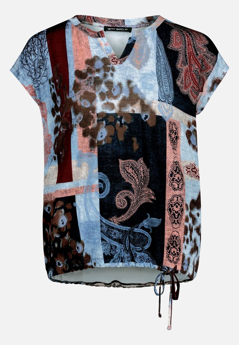 Patchwork-Bluse mit Tunnelzug