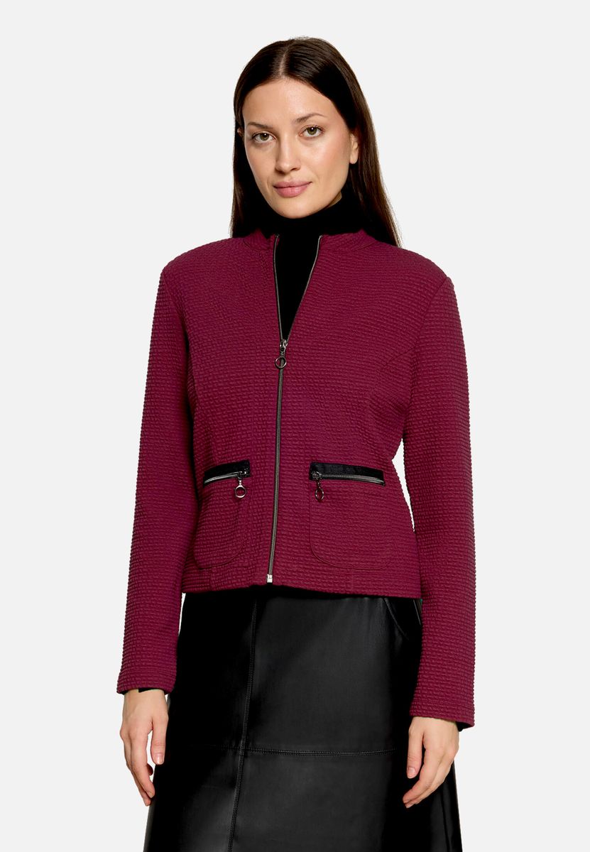 Strukturierte Zipper-Jacke mit Taschen