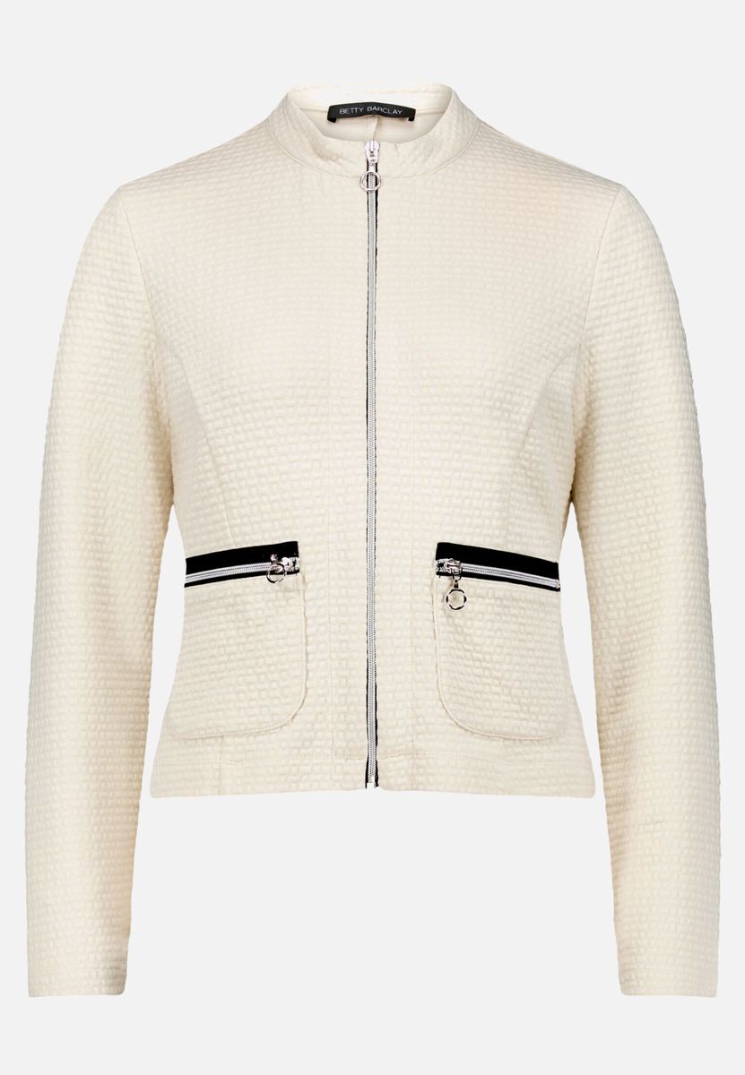 Strukturierte Blazer-Jacke mit Reißverschluss