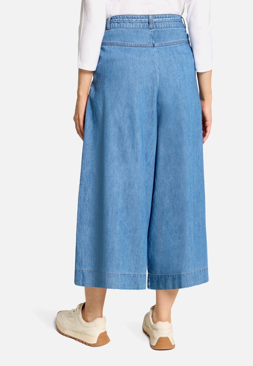 Weite Jeans-Culotte mit Bundfalten