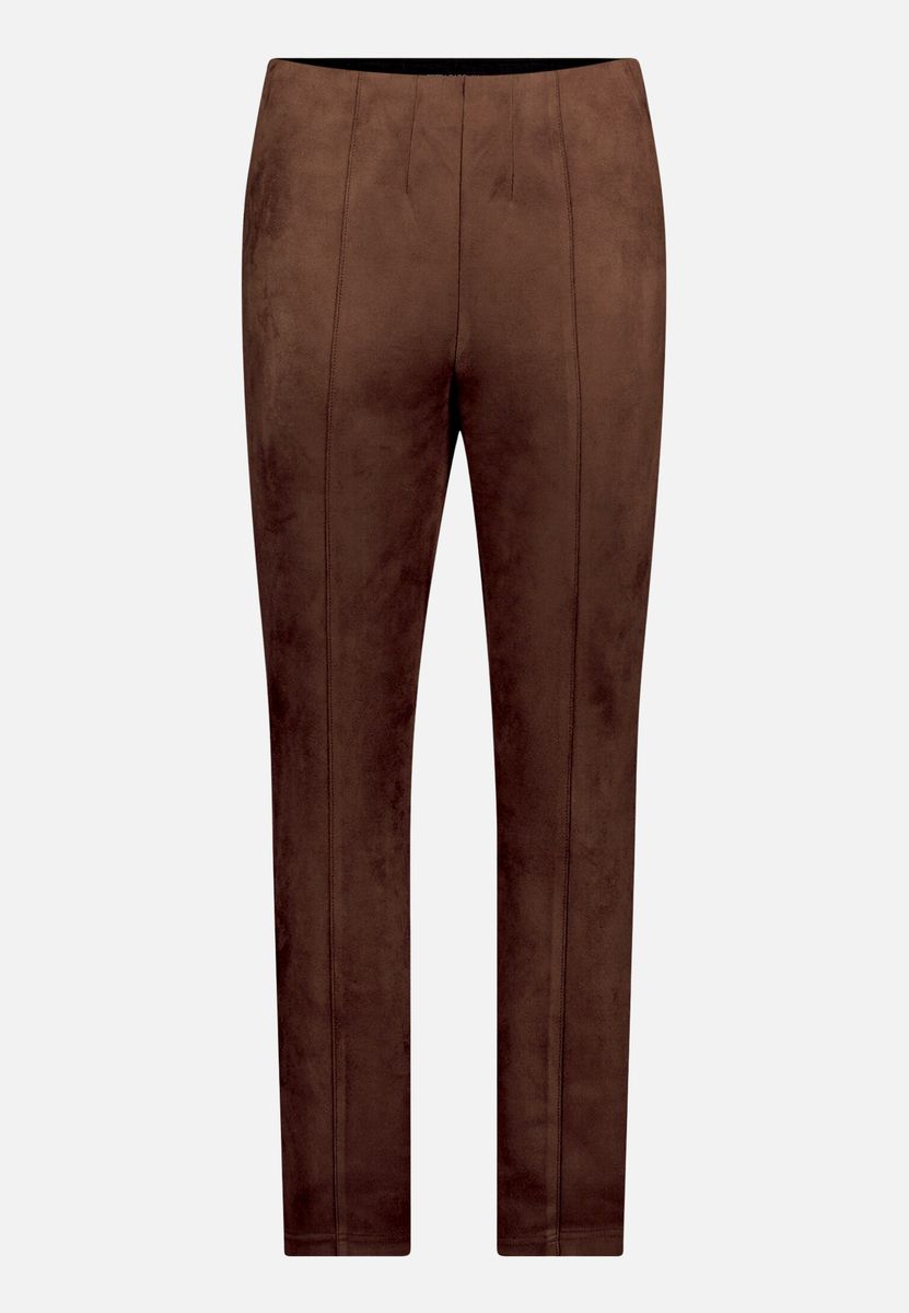 Verkürzte Hose aus Veloursleder-Imitat