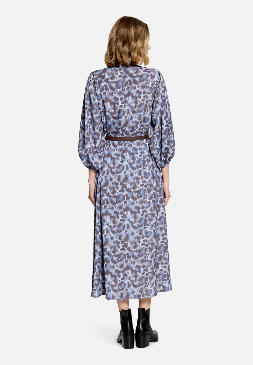 Hemdblusenkleid mit Animal-Print und Gürtel