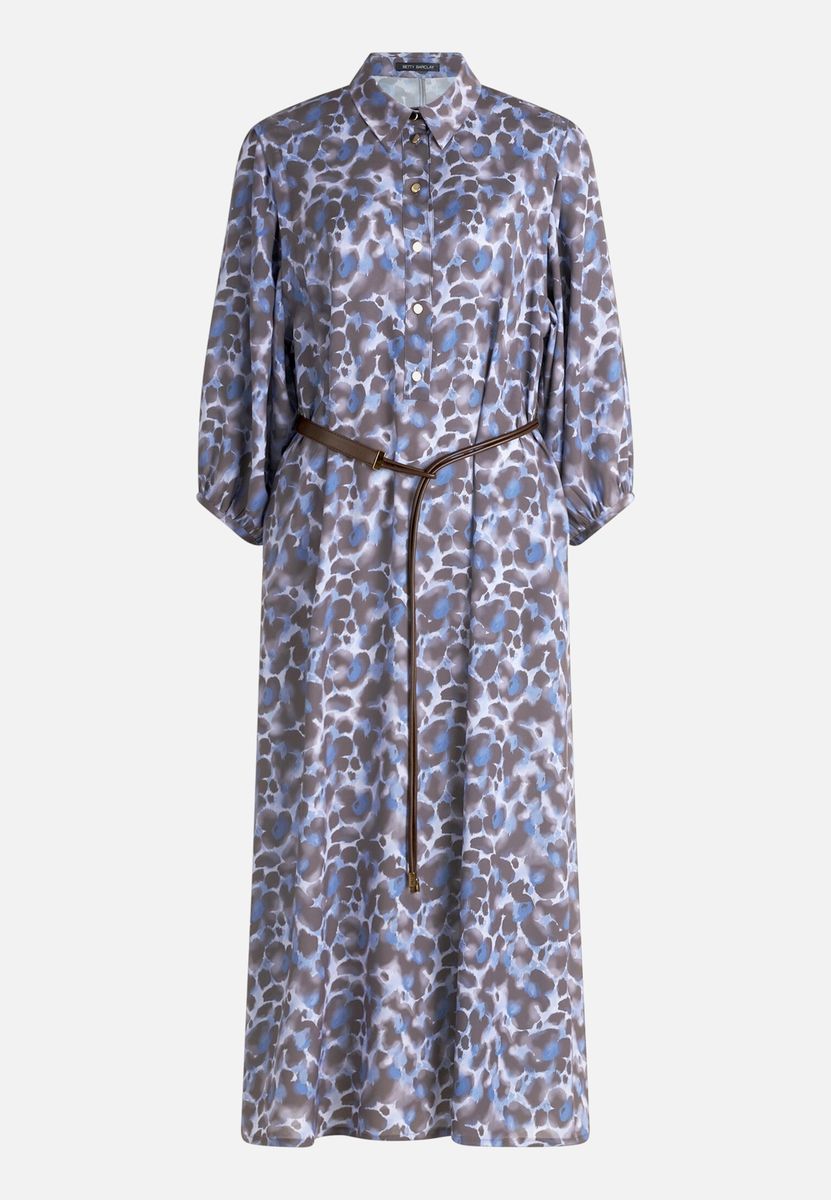 Hemdblusenkleid mit Animal-Print und Gürtel